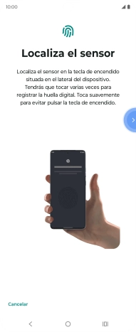 Sigue las indicaciones de la pantalla para crear una huella digital como código de seguridad.