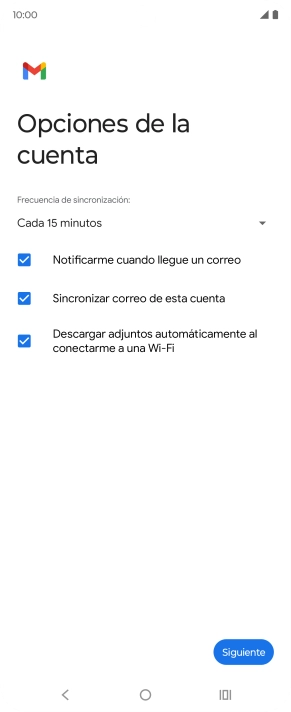 Si aparece en la pantalla esta imagen, tu cuenta de correo electrónico ha sido reconocida y configurada automáticamente. Sigue las indicaciones de la pantalla para introducir más información y terminar la configuración.