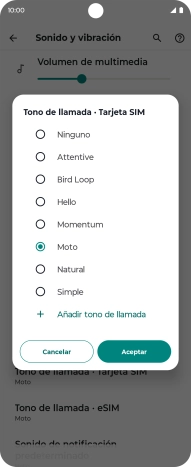 Pulsa los timbres de llamada deseados para escucharlos.