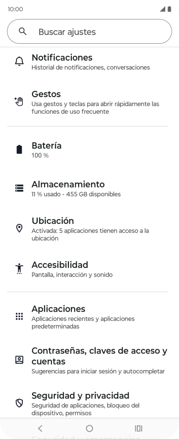 Pulsa Contraseñas, claves de acceso y cuentas.