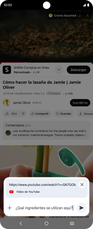 Sigue las indicaciones de la pantalla para escribir o decir en alto la pregunta que quieres hacer del vídeo.