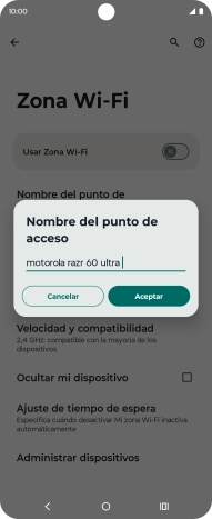 Introduce el nombre deseado de la conexión wifi y pulsa Aceptar.