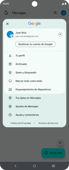 Pulsa Ajustes de Mensajes.