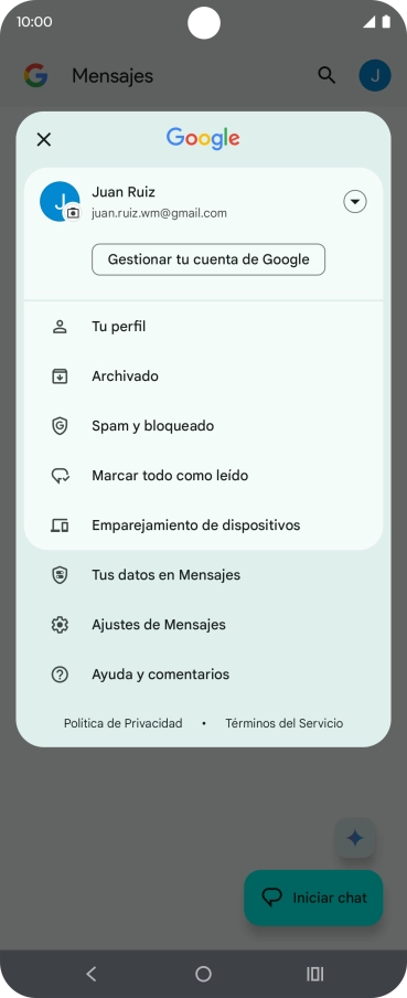 Pulsa Ajustes de Mensajes.