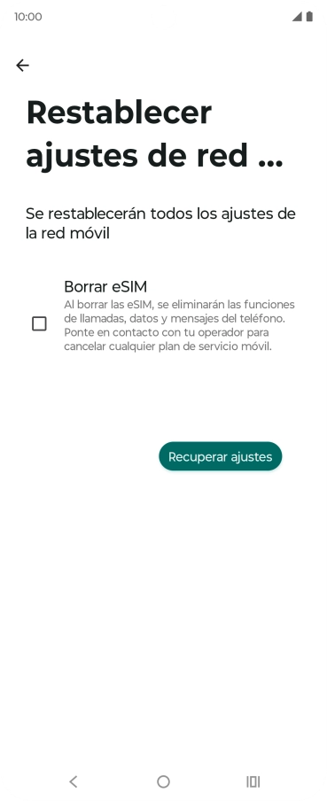 Pulsa Recuperar ajustes.