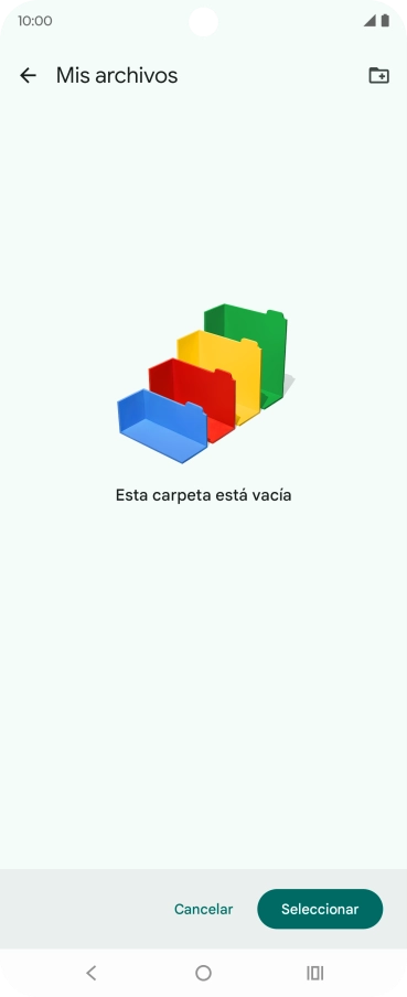 Si deseas crear una nueva carpeta, pulsa el icono de nueva carpeta y sigue las indicaciones de la pantalla para crearla.