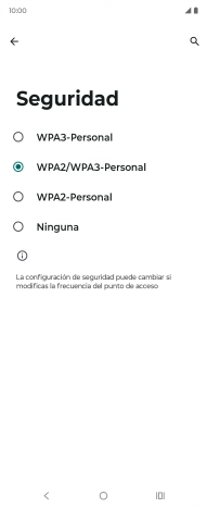 Pulsa WPA3-Personal para proteger la conexión wifi con una contraseña.