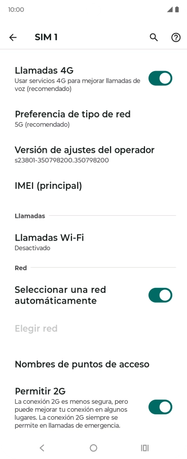 Pulsa Preferencia de tipo de red.