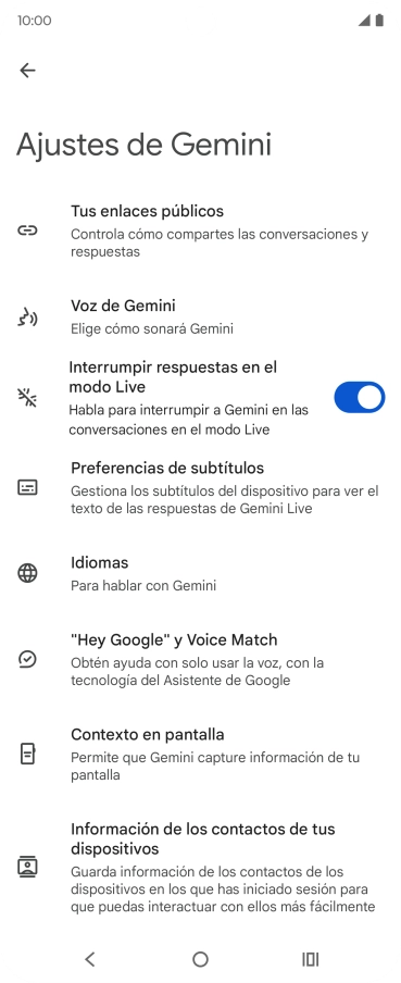 Sigue las indicaciones de la pantalla para seleccionar los ajustes deseados.