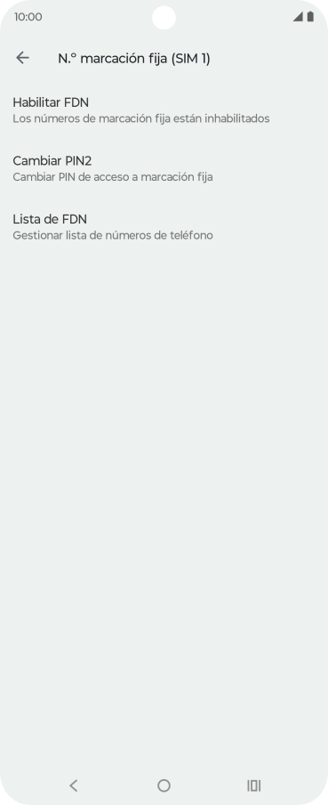 Pulsa Habilitar FDN para activar la marcación fija.