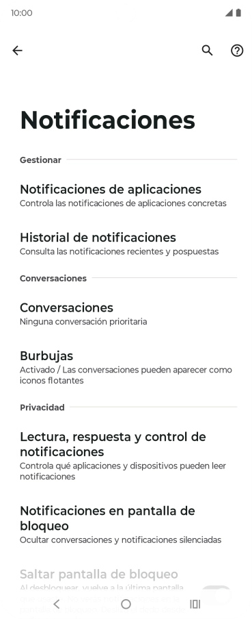 Pulsa Notificaciones de aplicaciones.