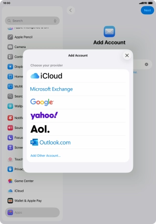 Press Add Other Account... and key in your email address.