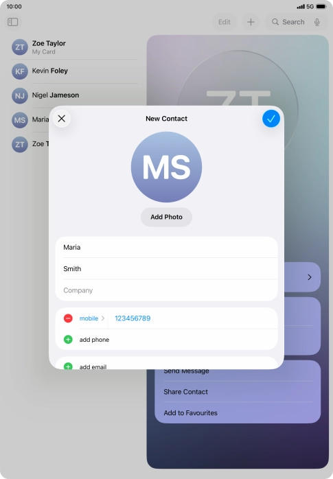 Press the confirm icon.