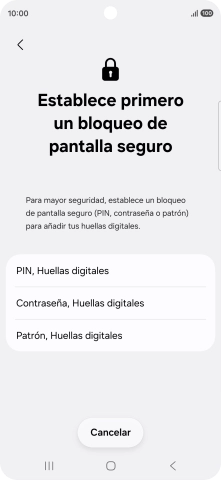 Pulsa el código de seguridad deseado y sigue las indicaciones de la pantalla para crear un código de seguridad del teléfono adicional.