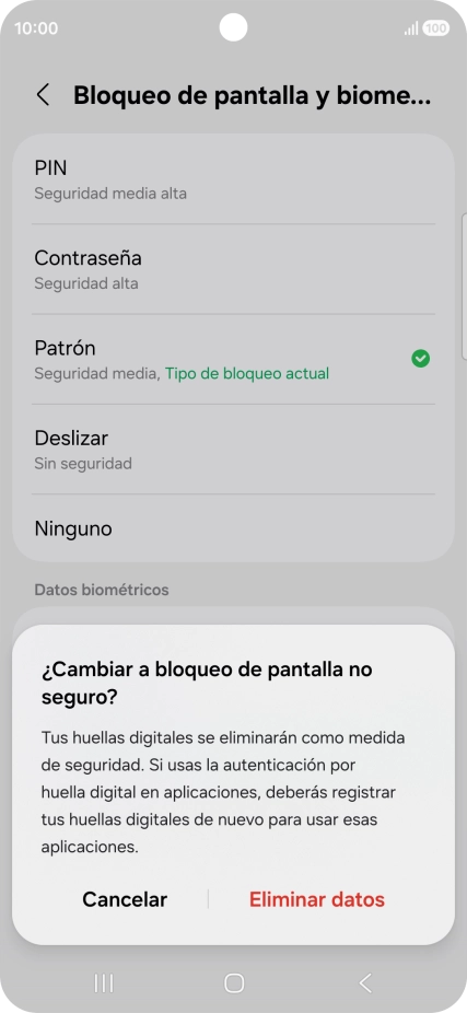 Pulsa Eliminar datos.