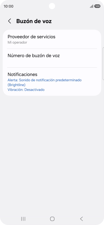 Pulsa Número de buzón de voz.