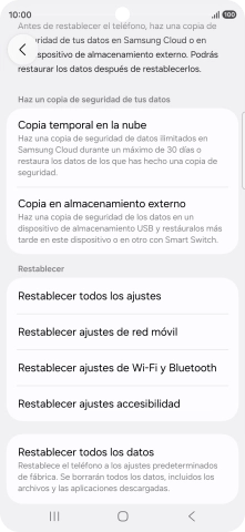 Pulsa Restablecer todos los datos.