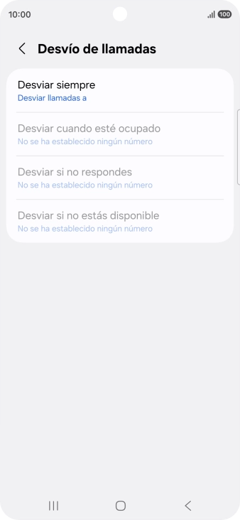 Pulsa el tipo de desvío deseado.