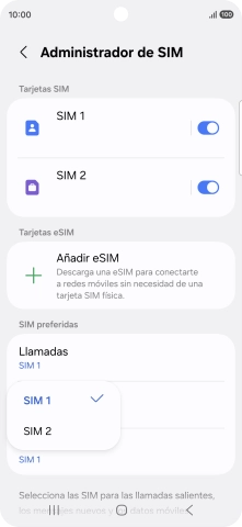 Pulsa la SIM de la línea móvil deseada.