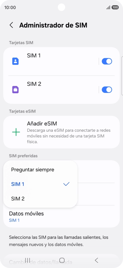 Pulsa el ajuste deseado.