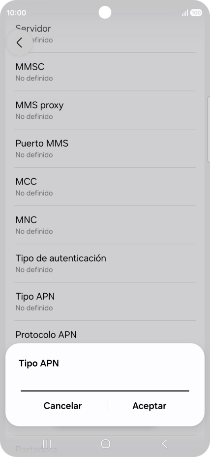 Introduce default y pulsa Aceptar.