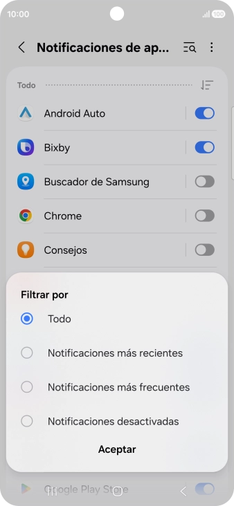 Pulsa el ajuste deseado.