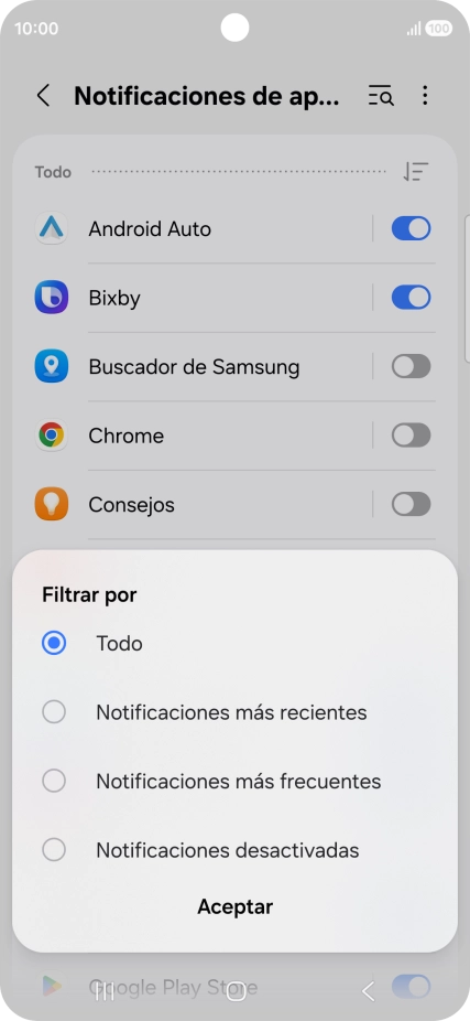 Pulsa el ajuste deseado.