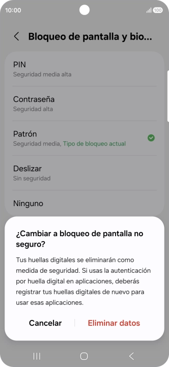 Pulsa Eliminar datos.