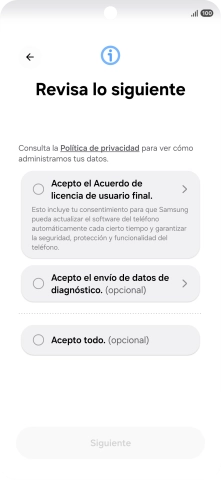 Pulsa en el campo junto a los ajustes deseados para seleccionarlos.
