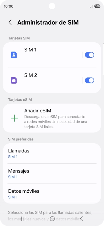 Pulsa la SIM de la línea móvil deseada.