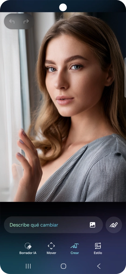 Pulsa Describe qué cambiar y escribe con tus propias palabras los cambios o adiciones que deseas llevar a cabo en la fotografía.