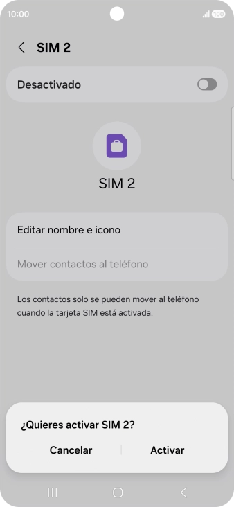 Si deseas activar el uso de la línea móvil (SIM), pulsa Activar.