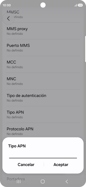 Introduce default y pulsa Aceptar.