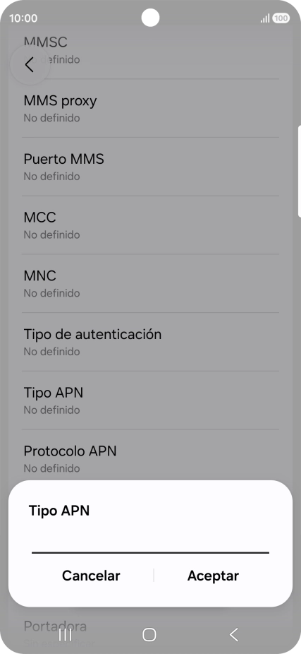 Introduce default y pulsa Aceptar.