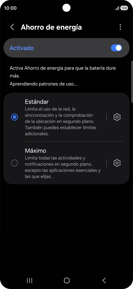 Pulsa el modo de ahorro de energía deseado.