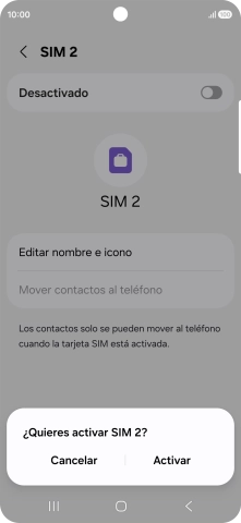 Si deseas activar el uso de la línea móvil (SIM), pulsa Activar.
