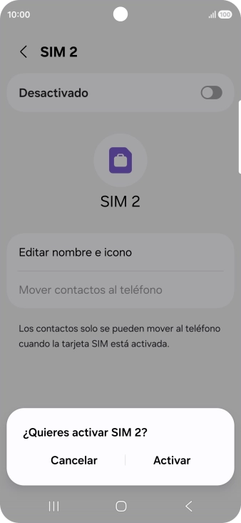 Si deseas activar el uso de la línea móvil (SIM), pulsa Activar.