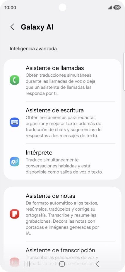 En la pantalla aparecen ahora más ejemplos de cómo puedes utilizar Galaxy AI.