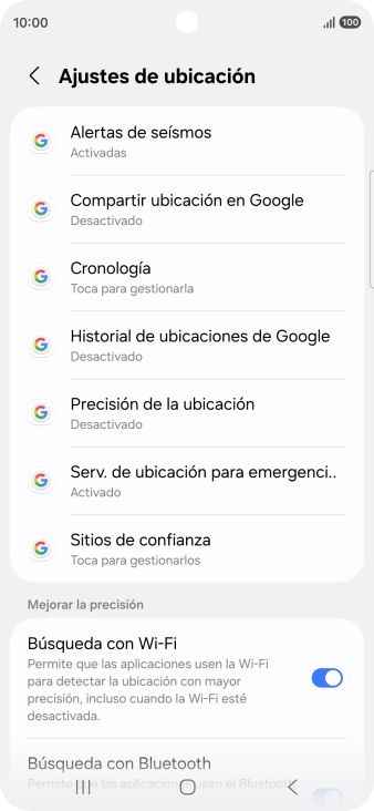 Pulsa Precisión de la ubicación.
