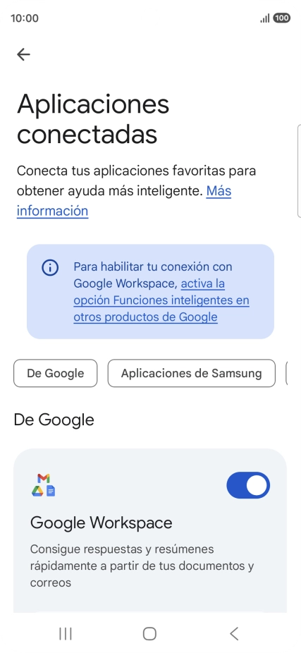 Pulsa el indicador junto a la extensión deseada para activar la función.