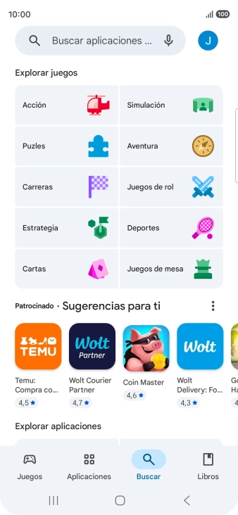 Pulsa en el campo de búsqueda.