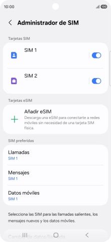 Pulsa la SIM de la línea móvil deseada.