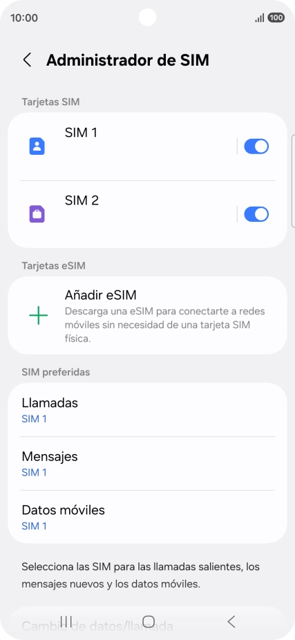 Pulsa la SIM de la línea móvil deseada.