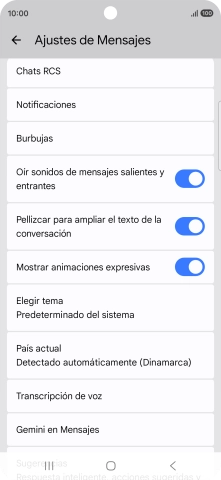 Pulsa Gemini en Mensajes.