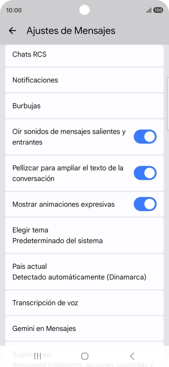 Pulsa Gemini en Mensajes.