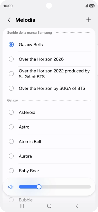 Pulsa los timbres de llamada deseados para escucharlos.