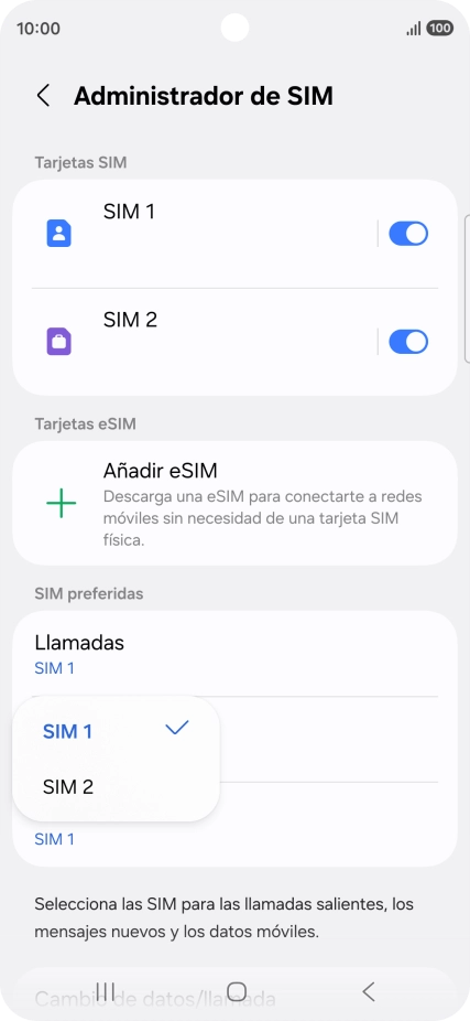 Pulsa la SIM de la línea móvil deseada.