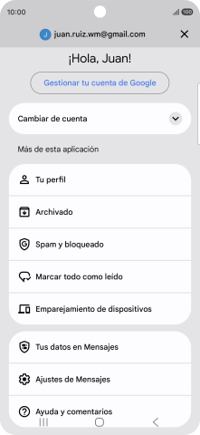 Pulsa Ajustes de Mensajes.