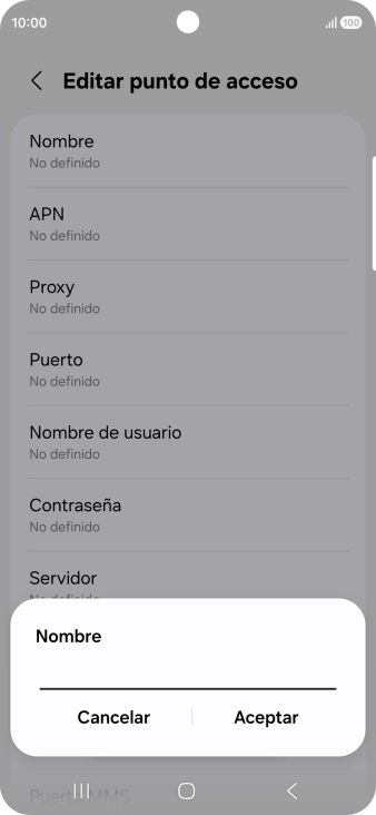 Introduce Vodafone Internet y pulsa Aceptar.