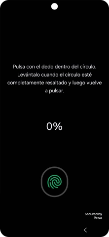 Sigue las indicaciones de la pantalla para crear una huella digital como código de seguridad.